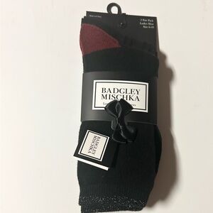 Badgley Mischka Ladies Black Luxury Cashmere Crew Socks 2 Pairs Shoe Size 6 - 10